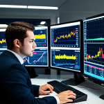 A professional financial analyst, fully clothed in a modest business suit, intently studying complex financial charts and real-time market data displayed on multiple large screens in a modern, well-lit trading room. The atmosphere is focused and analytical, with a subtle glow from the monitors. The image emphasizes data integrity and the professional pursuit of market understanding.